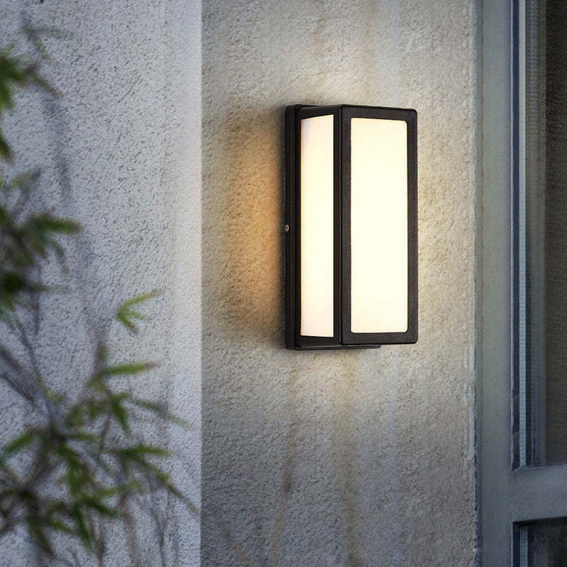 Contemporary Outdoor Wall Sconce – Black, Waterproof, Warm LED Lighting