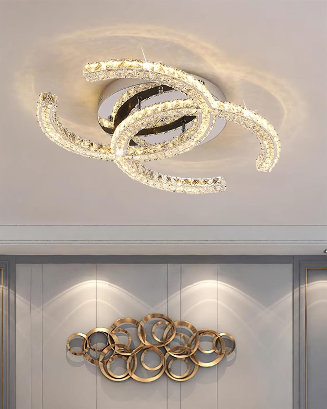 Double C Crystal Ceiling Light