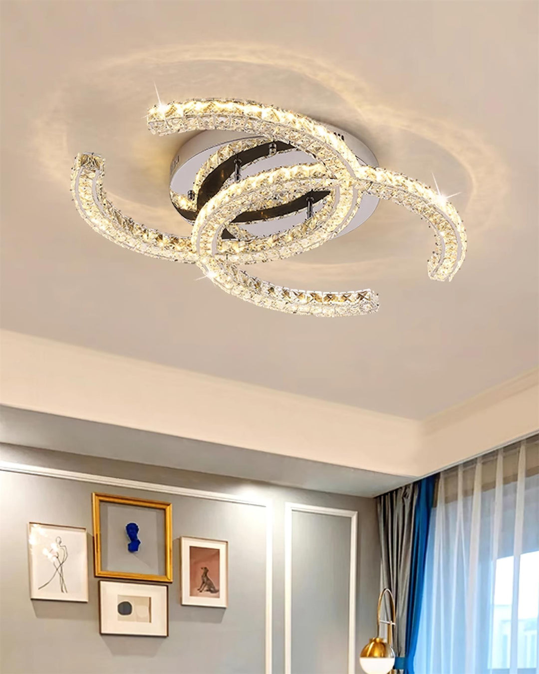 Double C Crystal Ceiling Light