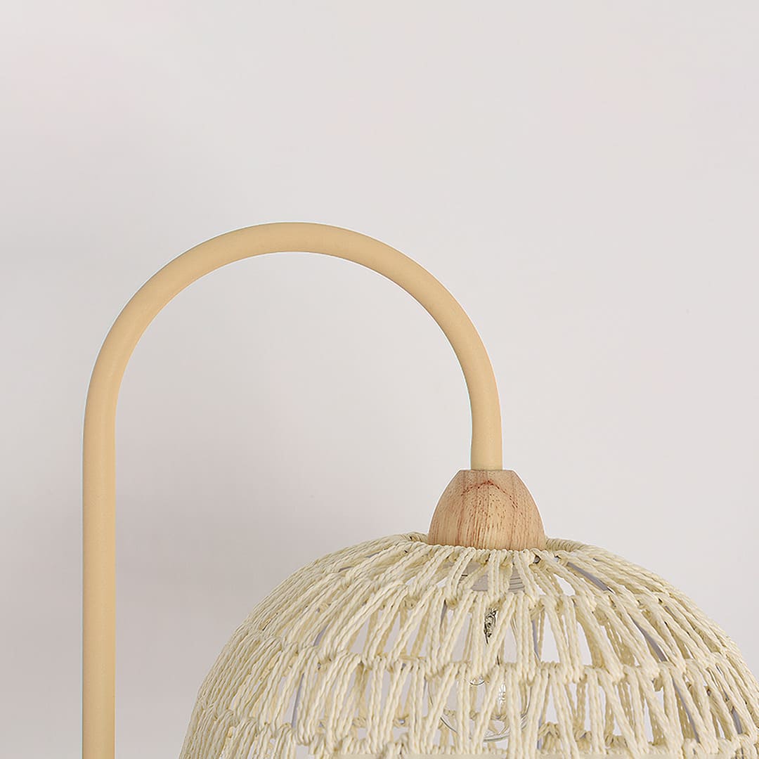 Eco-Friendly Rattan Arch Floor Lamp – Modern Beige Design