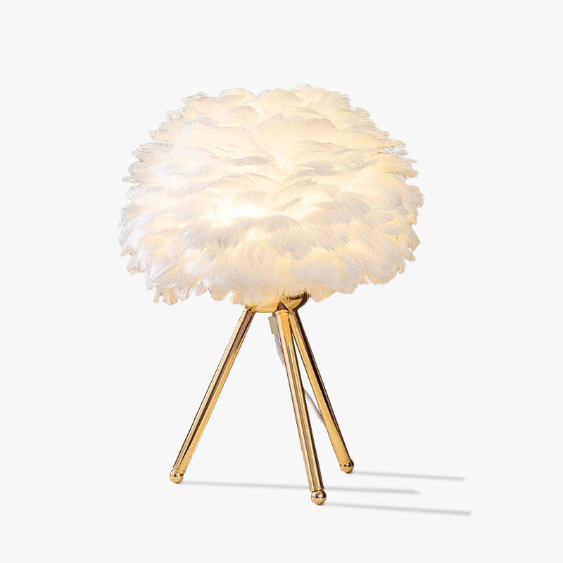 Elegant Feather Tripod Lamp – Luxurious Bedroom Lighting