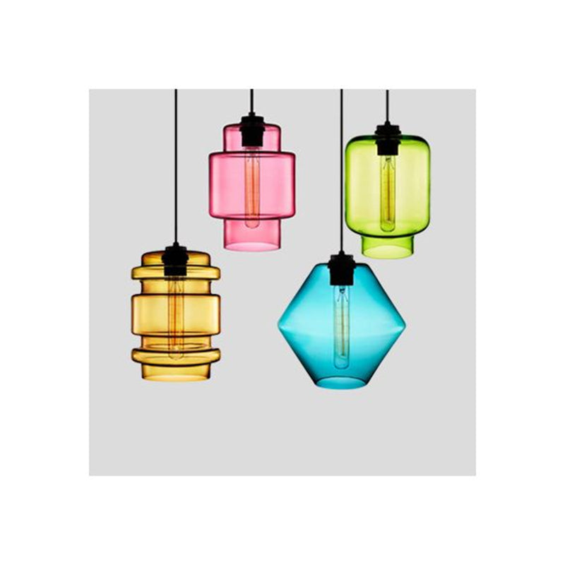 Elegant Glass and Metal Pendant Lamp - Art Deco Statement