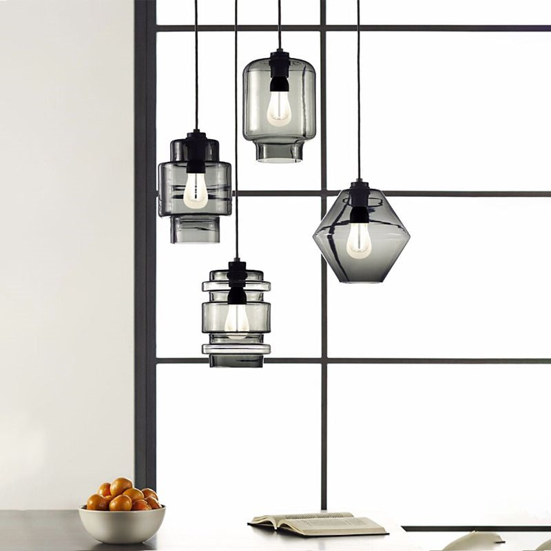 Elegant Glass and Metal Pendant Lamp - Art Deco Statement