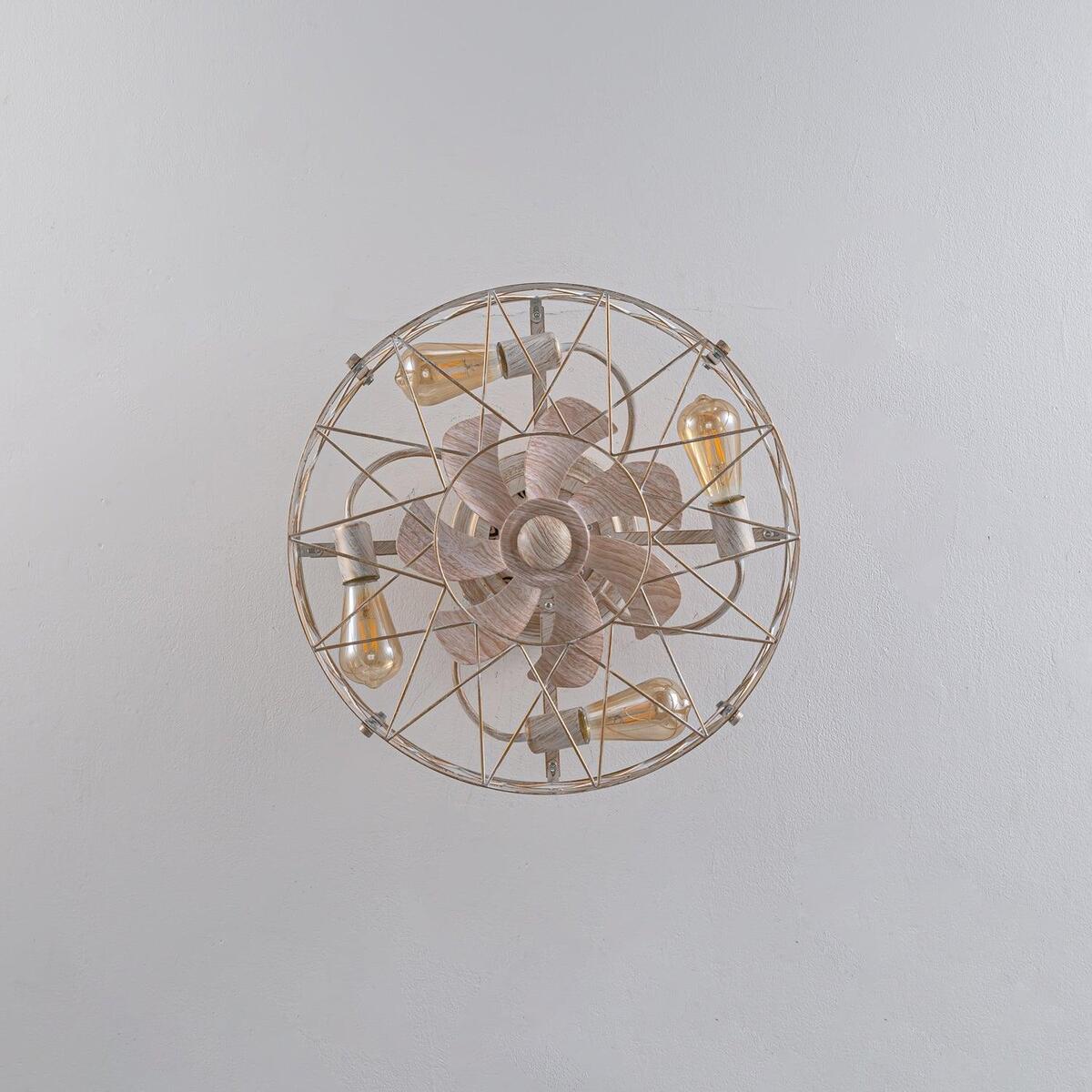 Elegant Metal Ceiling Fan Light - White & Gold, Remote Control