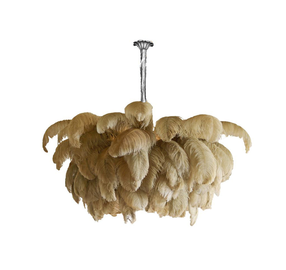 Elegant Ostrich Feather Chandelier - Handmade Luxury