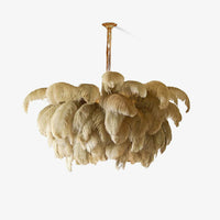 Elegant Ostrich Feather Chandelier - Handmade Luxury