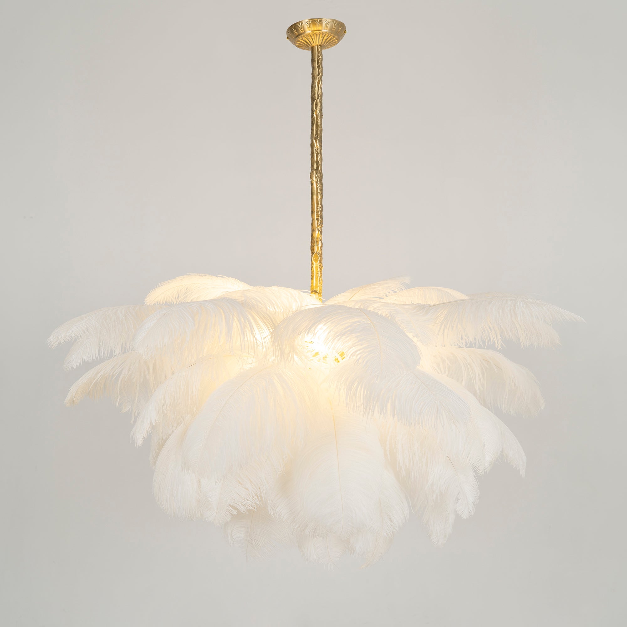 Elegant Ostrich Feather Chandelier - Handmade Luxury