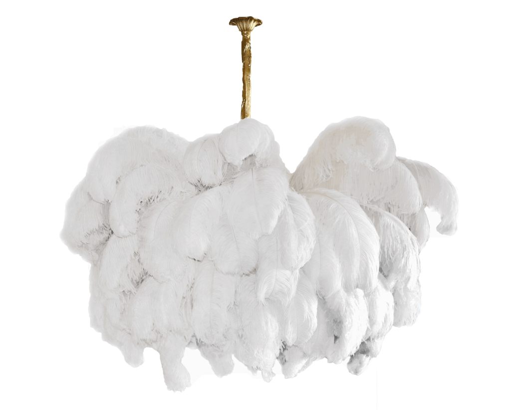 Elegant Ostrich Feather Chandelier - Handmade Luxury