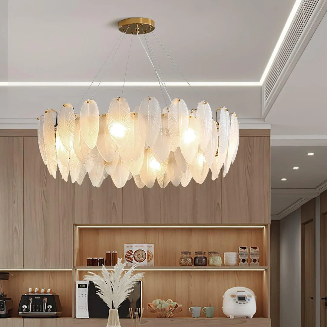 Elegant Scandinavian Glass Feather Chandelier