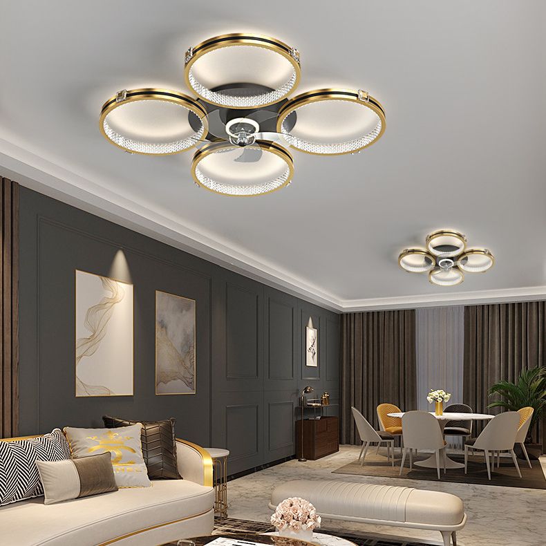 Elegant 4-Ring Ceiling Fan with Light