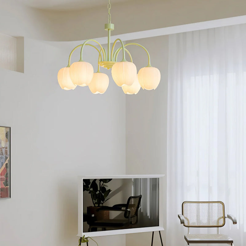 French Floral Chandelier – Traditional Matcha Elegance