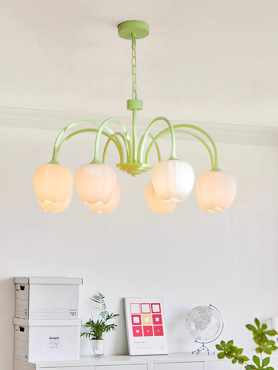 French Floral Chandelier – Traditional Matcha Elegance