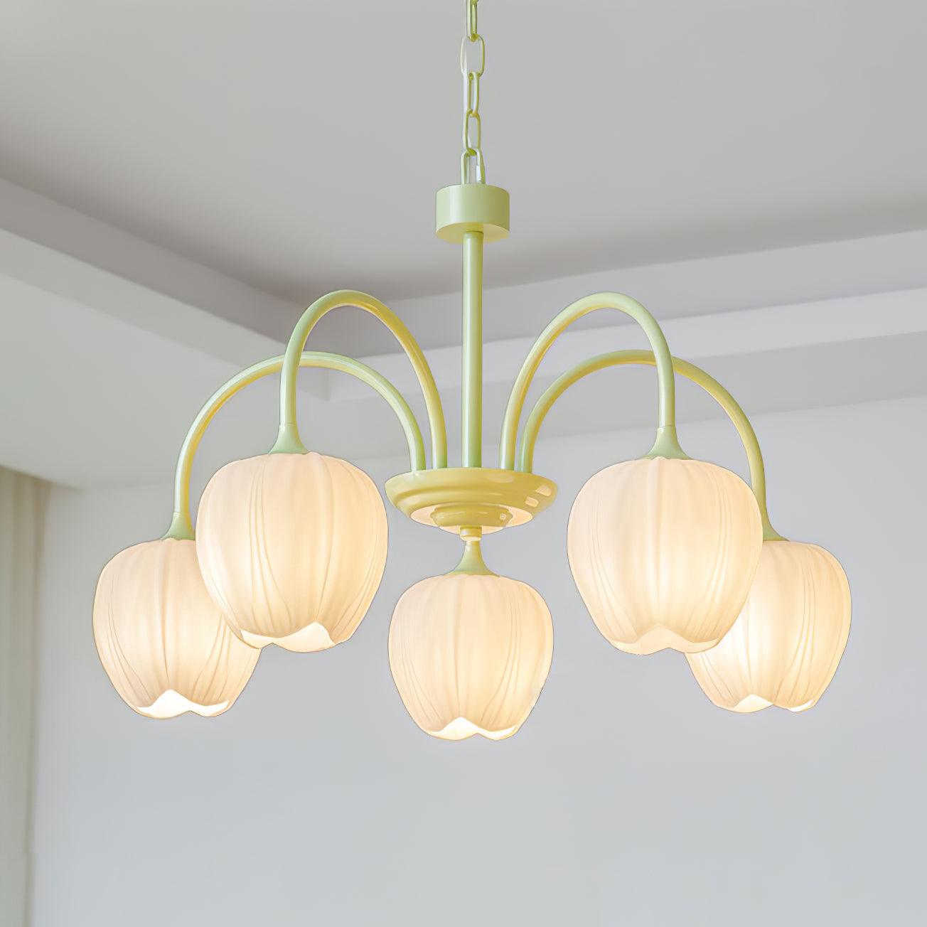 French Floral Chandelier – Traditional Matcha Elegance