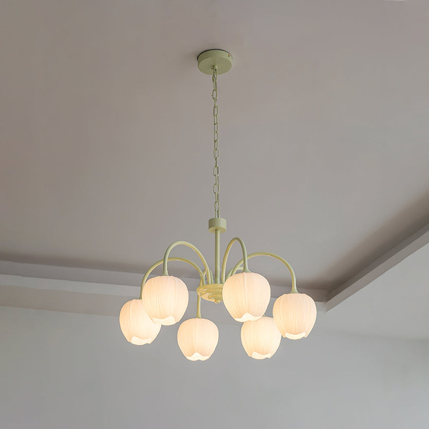 French Floral Chandelier – Traditional Matcha Elegance