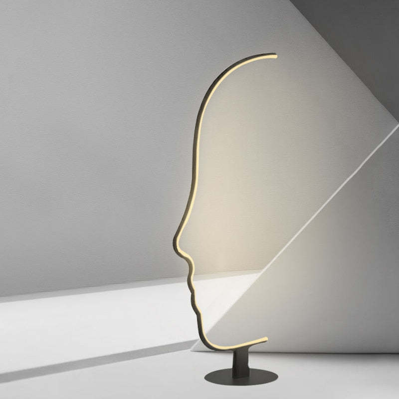 Human Face Outline Floor Lamp – Modern Arc Design