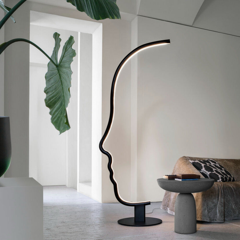 Human Face Outline Floor Lamp – Modern Arc Design