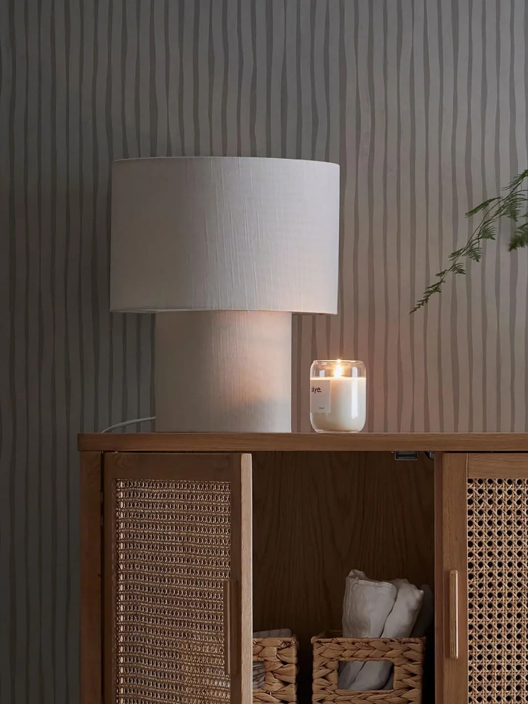Ivory Linen Table Lamp – Soft Warm Glow