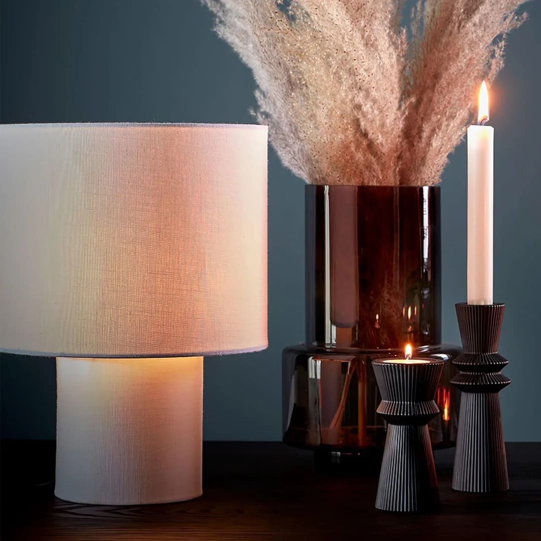 Ivory Linen Table Lamp – Soft Warm Glow