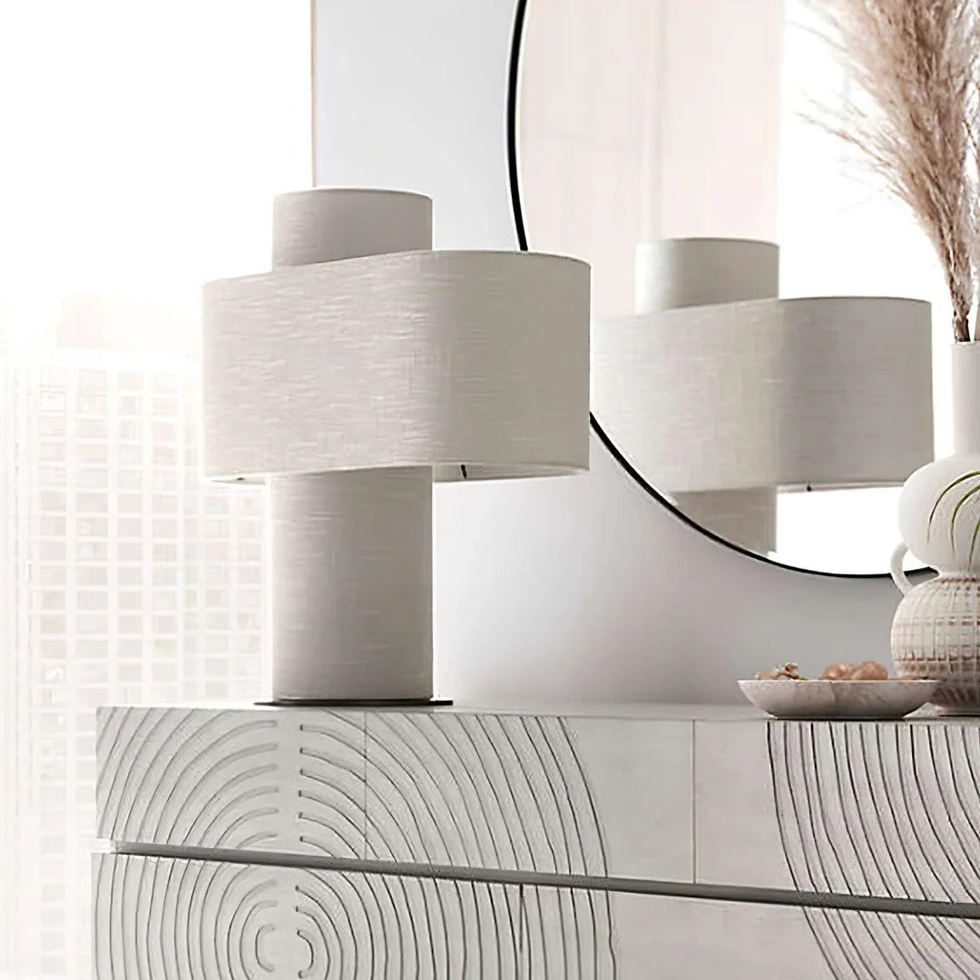 Ivory Linen Table Lamp – Soft Warm Glow