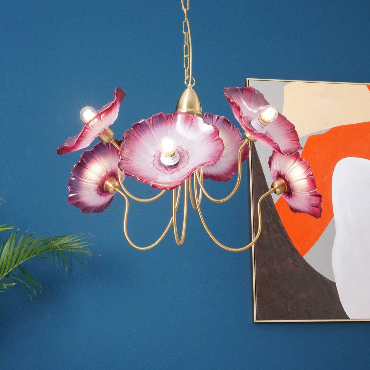 Art Deco Chandelier & Vintage Leaf Shade Design