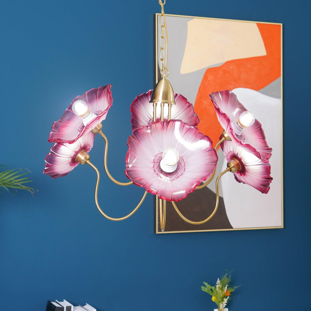Art Deco Chandelier & Vintage Leaf Shade Design