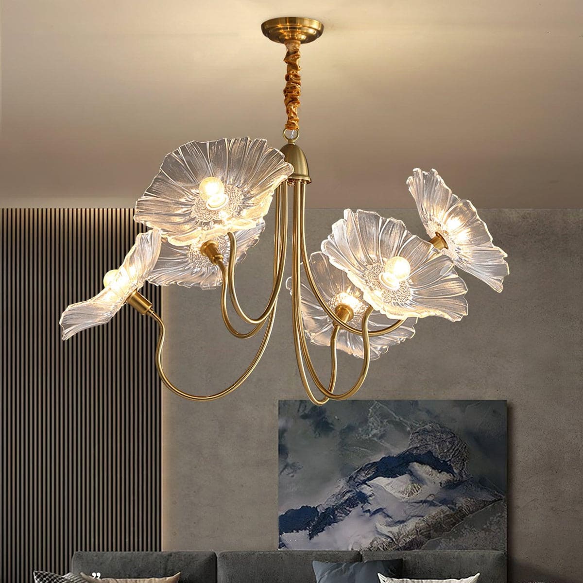 Art Deco Chandelier & Vintage Leaf Shade Design