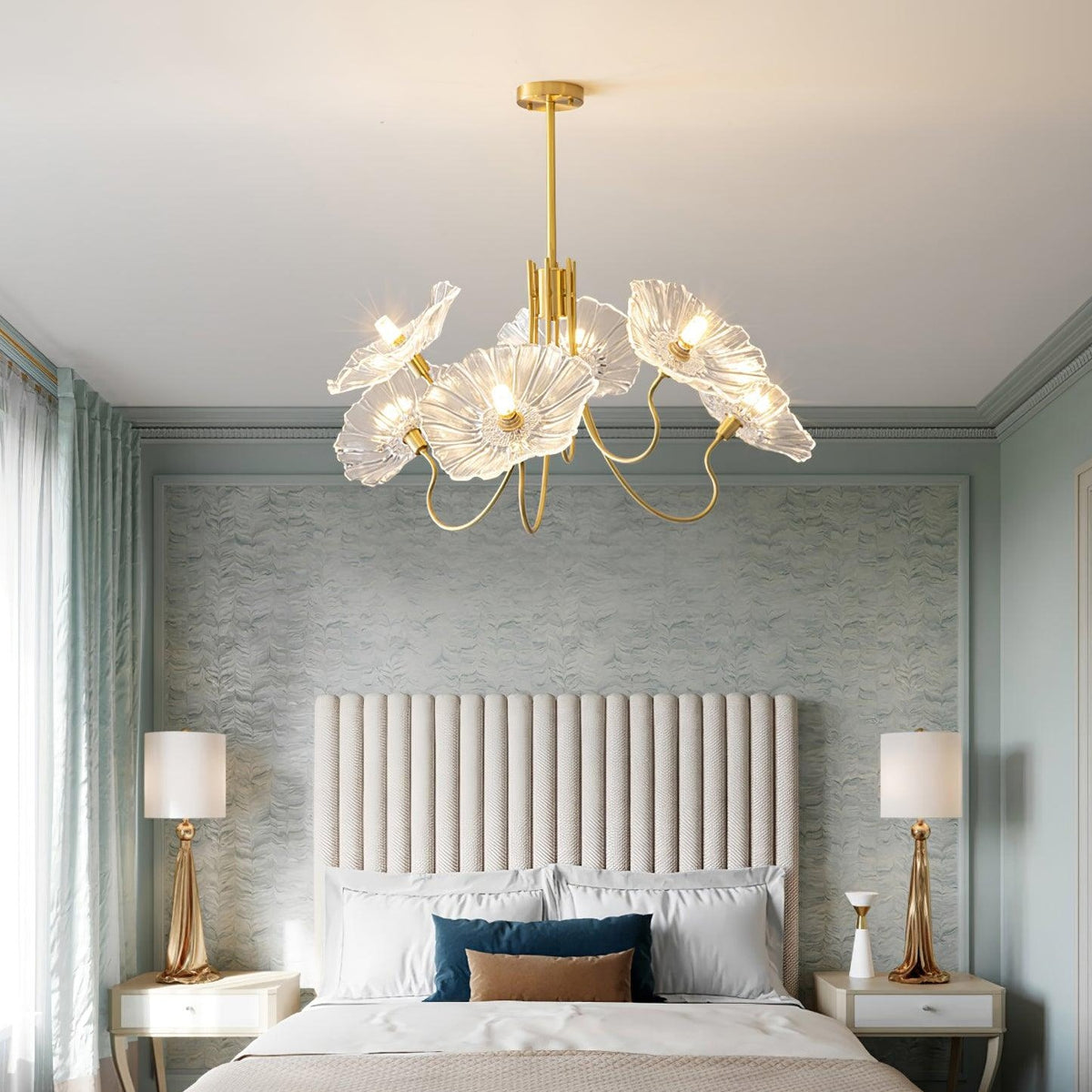Art Deco Chandelier & Vintage Leaf Shade Design
