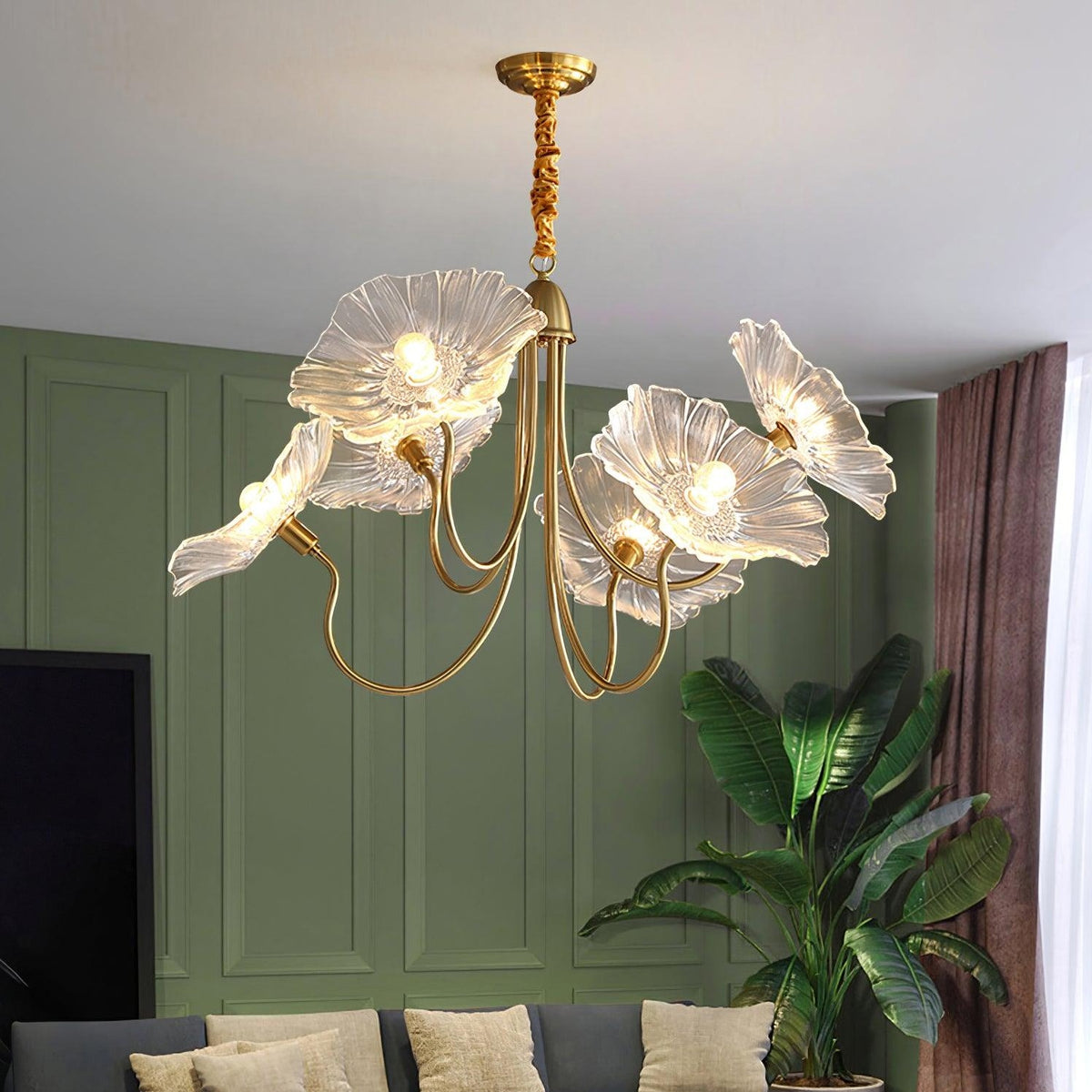 Art Deco Chandelier & Vintage Leaf Shade Design