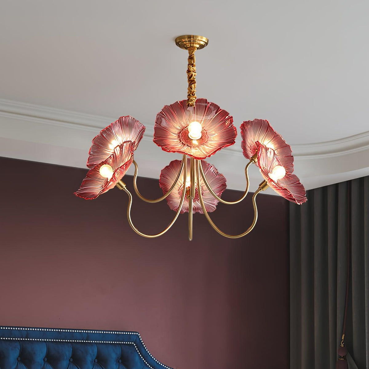 Art Deco Chandelier & Vintage Leaf Shade Design
