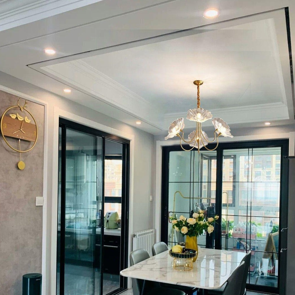 Art Deco Chandelier & Vintage Leaf Shade Design
