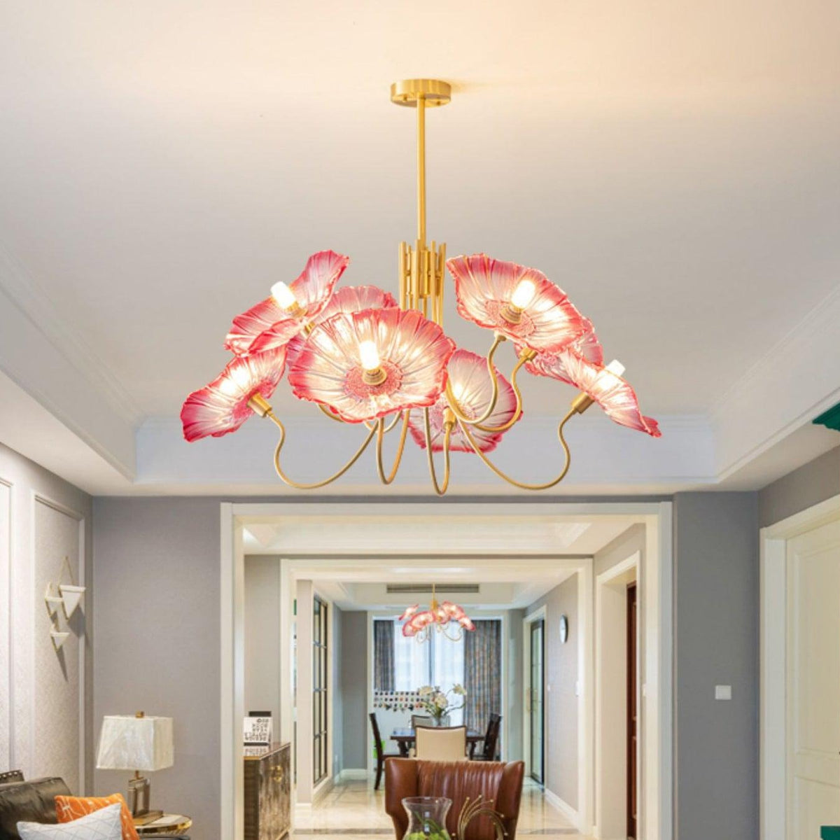 Art Deco Chandelier & Vintage Leaf Shade Design