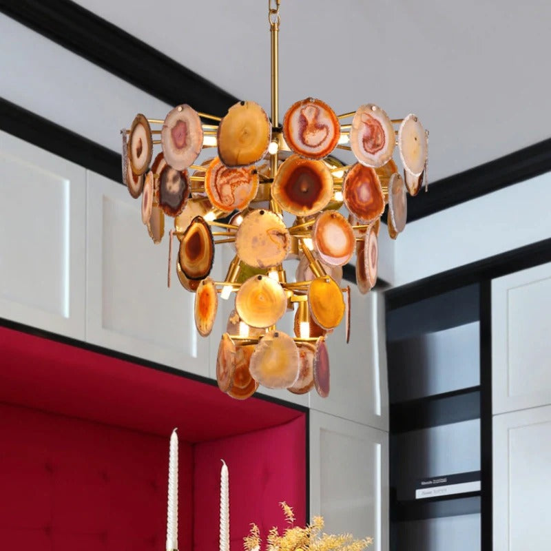 Luxurious Natural Agate Tower Chandelier