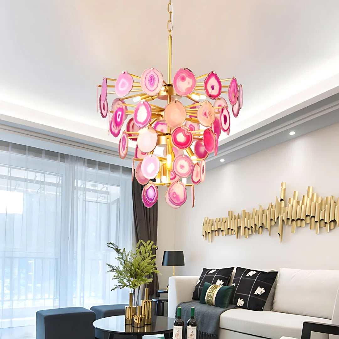 Luxurious Natural Agate Tower Chandelier