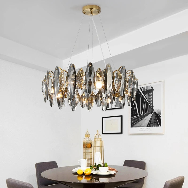 Luxury Crystal Chandelier – Smoke Grey