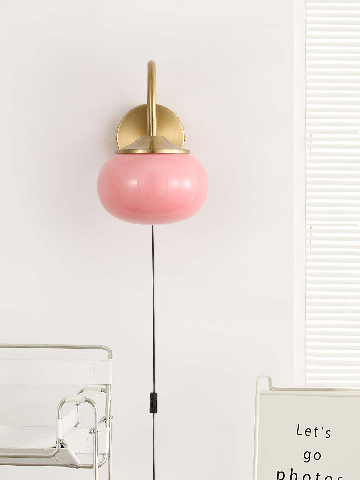 Marshmallow Wall Lamp with Switch – Glass & Brass Finish