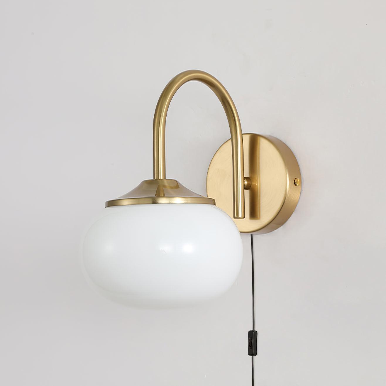 Marshmallow Wall Lamp with Switch – Glass & Brass Finish