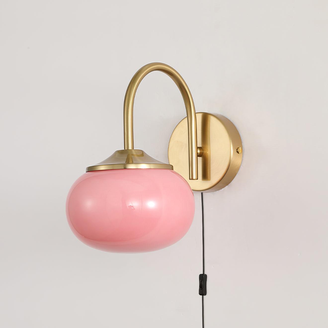 Marshmallow Wall Lamp with Switch – Glass & Brass Finish