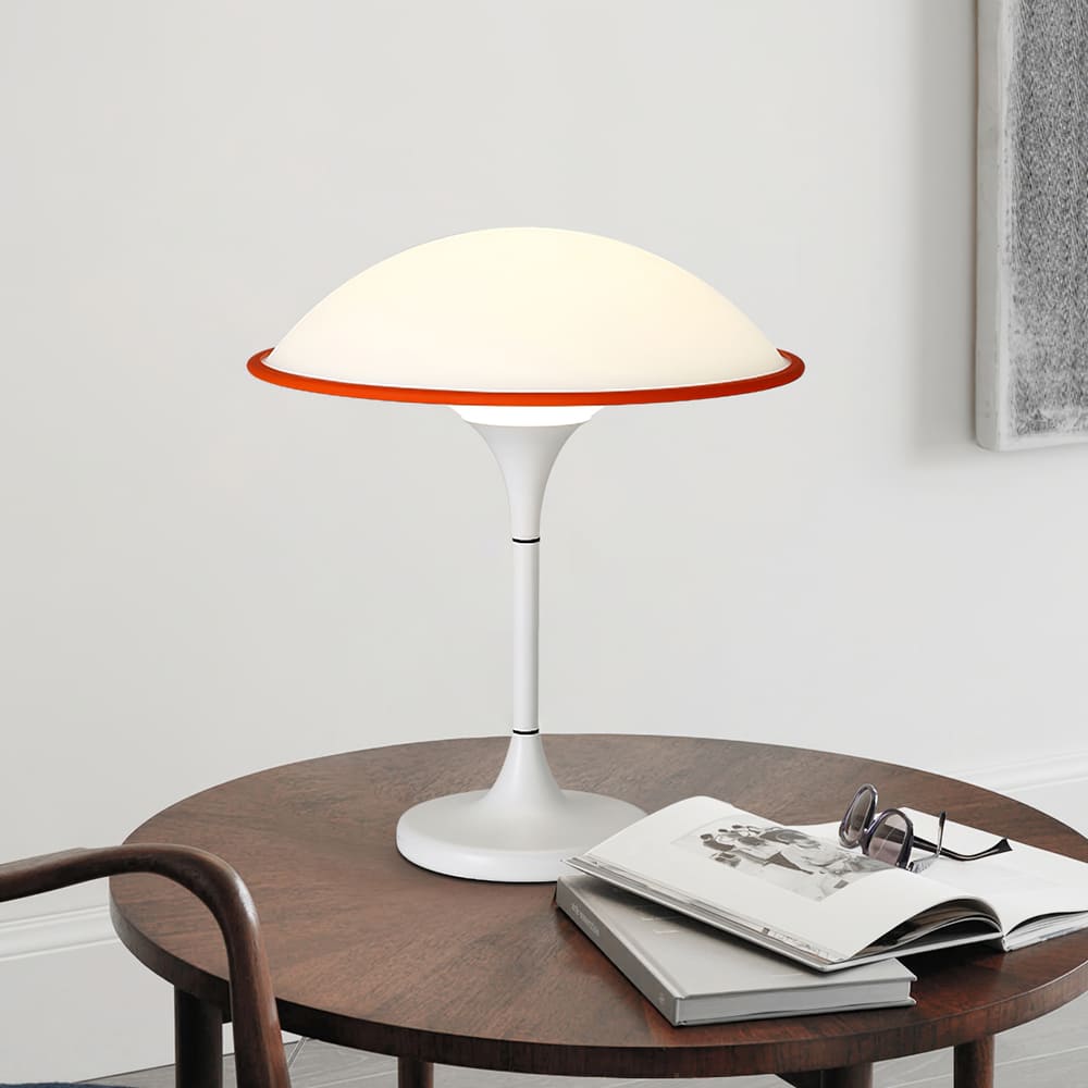 Sleek Mid-Century UFO-Inspired Hemispherical Table Lamp