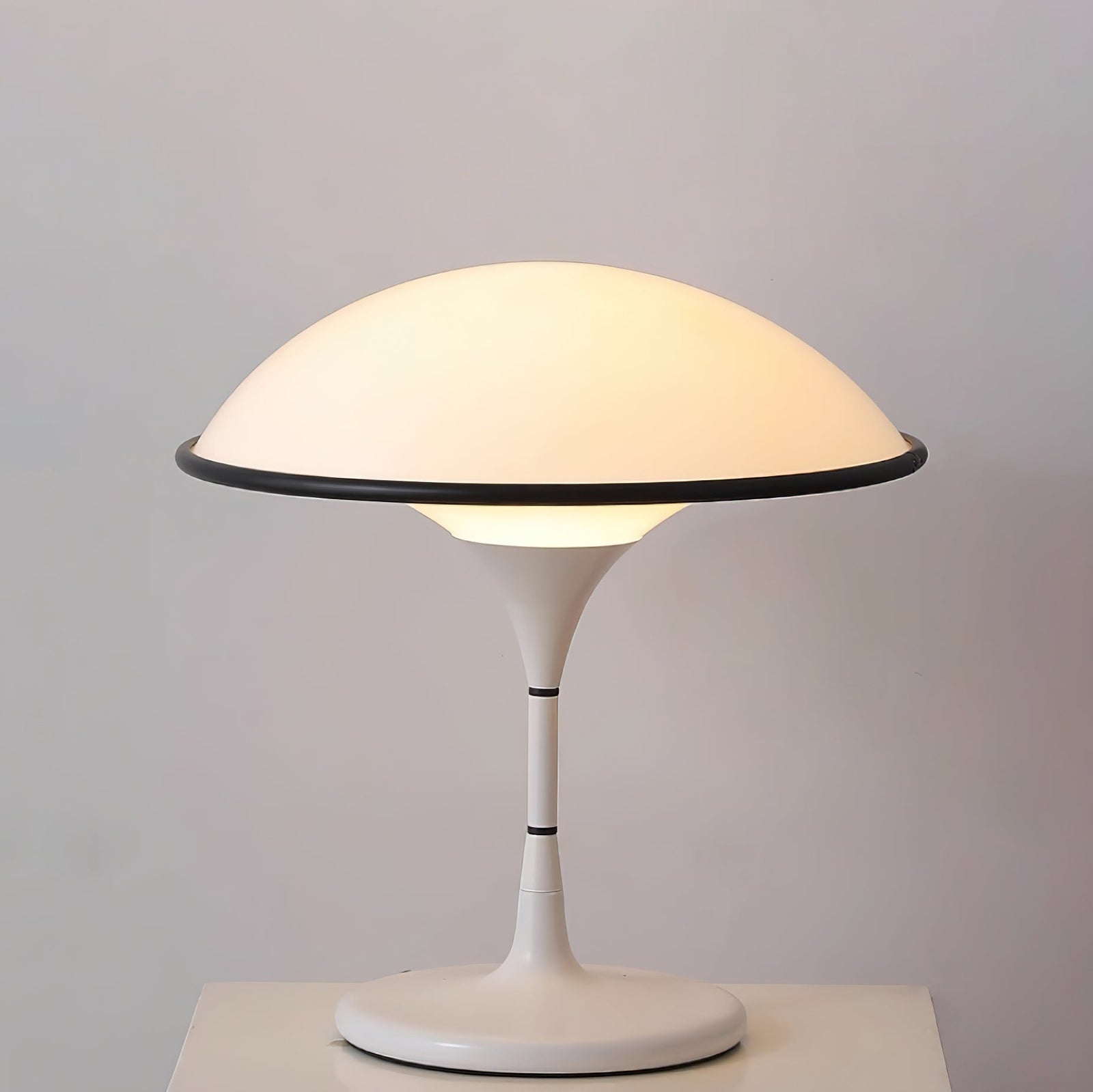 Sleek Mid-Century UFO-Inspired Hemispherical Table Lamp