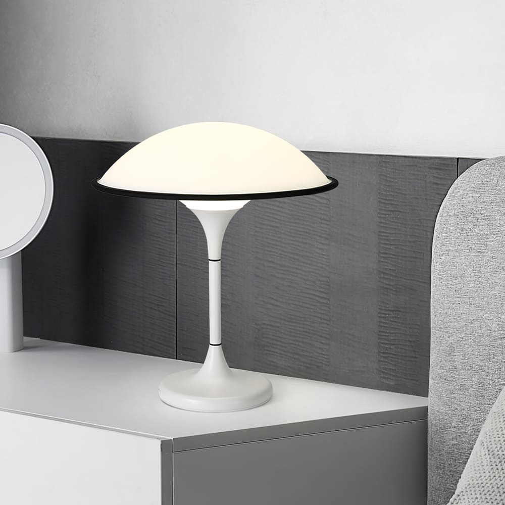 Sleek Mid-Century UFO-Inspired Hemispherical Table Lamp