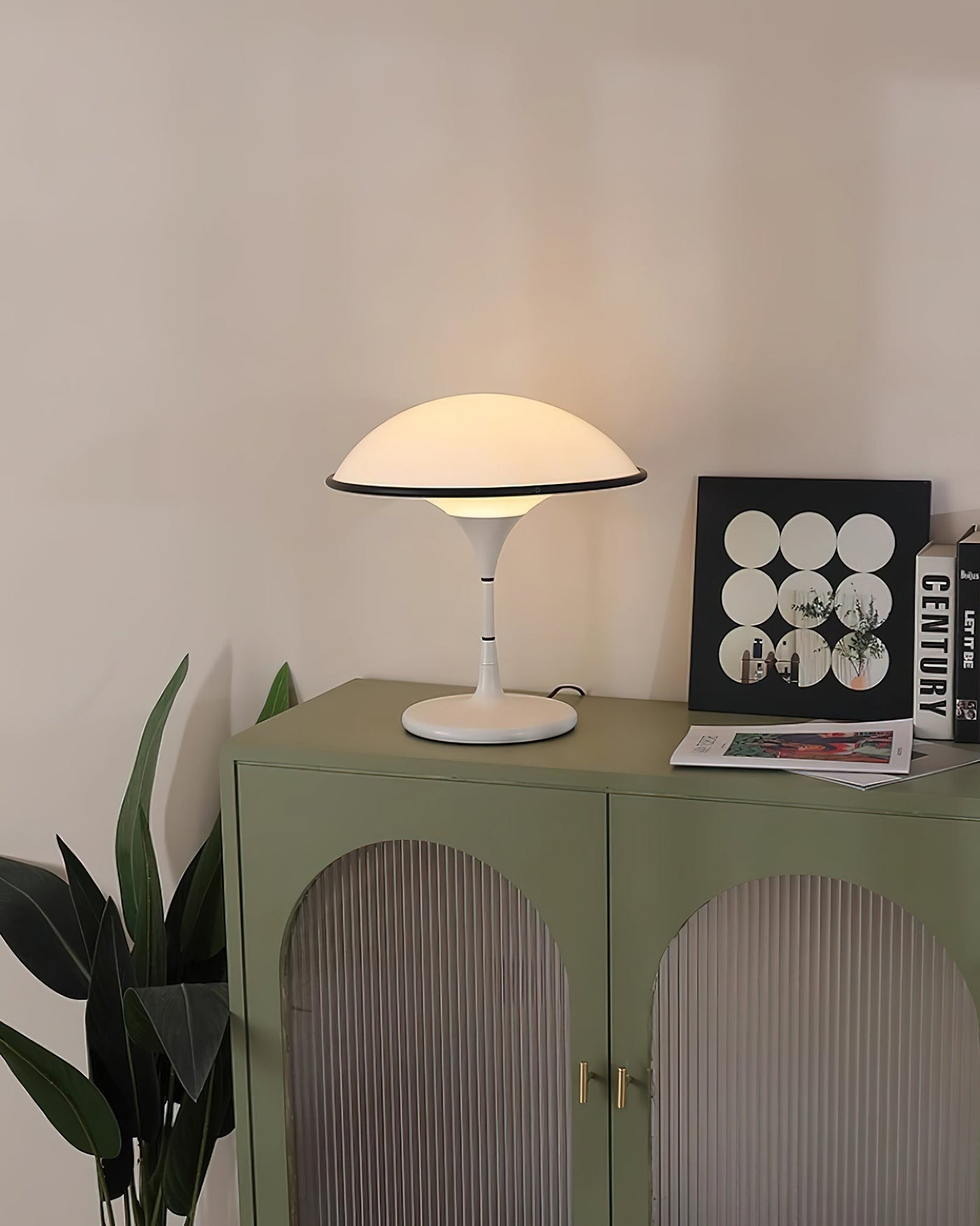 Sleek Mid-Century UFO-Inspired Hemispherical Table Lamp