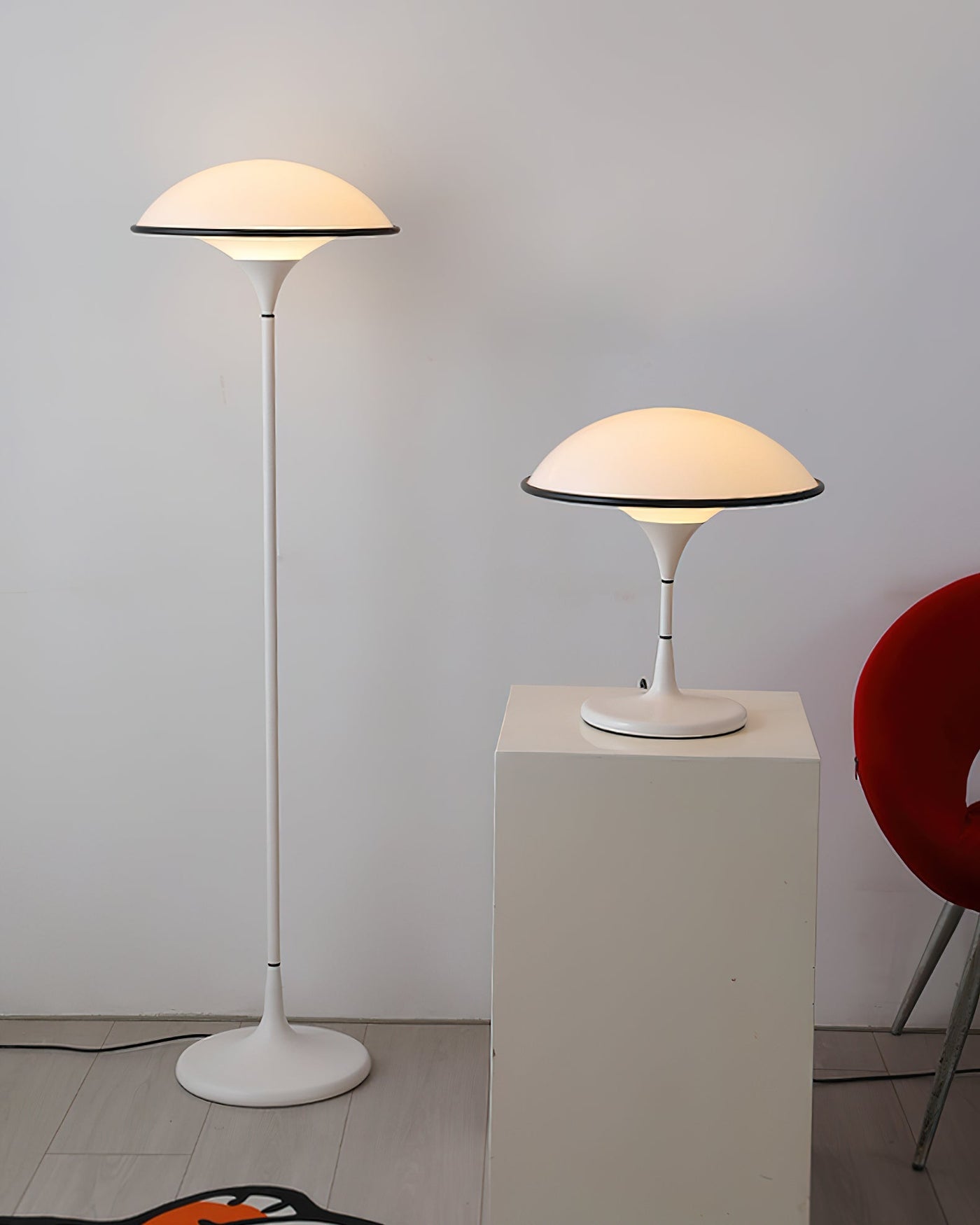 Sleek Mid-Century UFO-Inspired Hemispherical Table Lamp