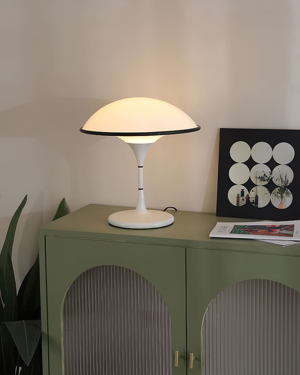 Sleek Mid-Century UFO-Inspired Hemispherical Table Lamp