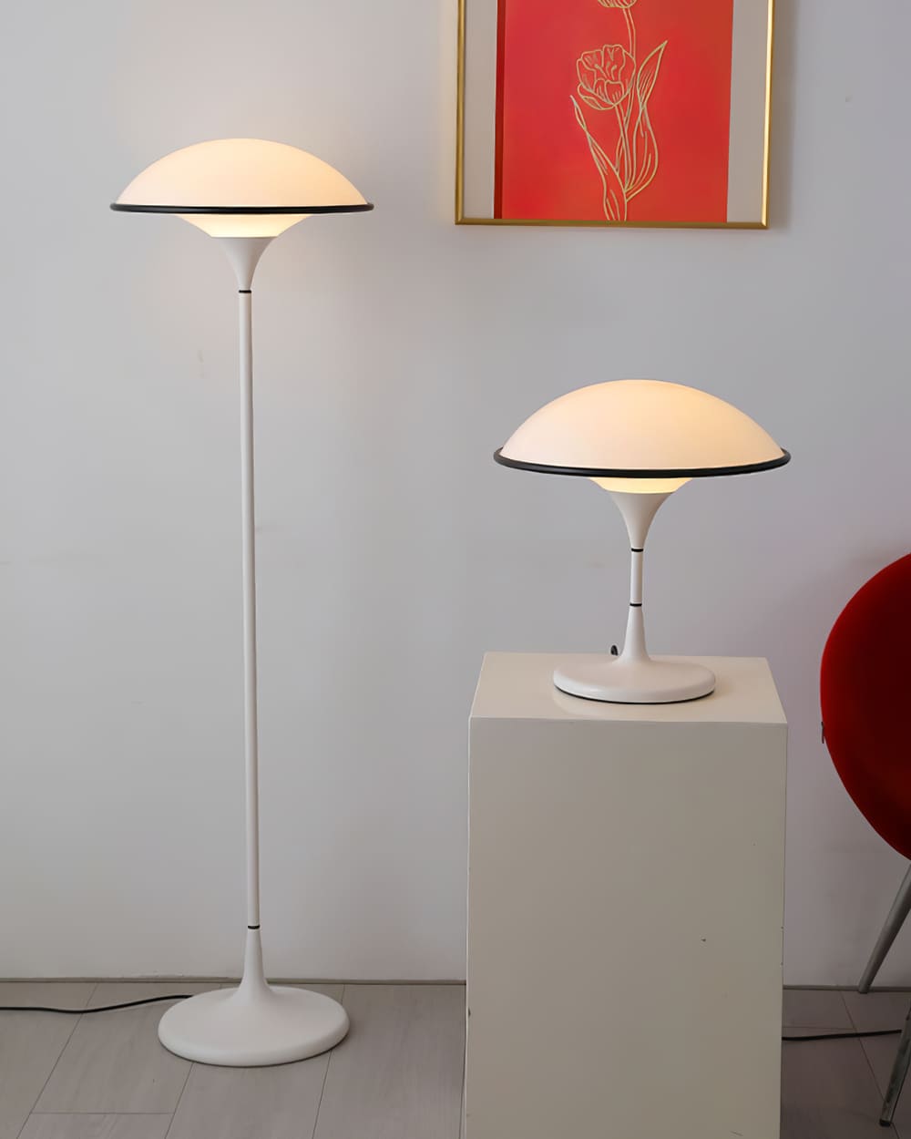 Sleek Mid-Century UFO-Inspired Hemispherical Table Lamp
