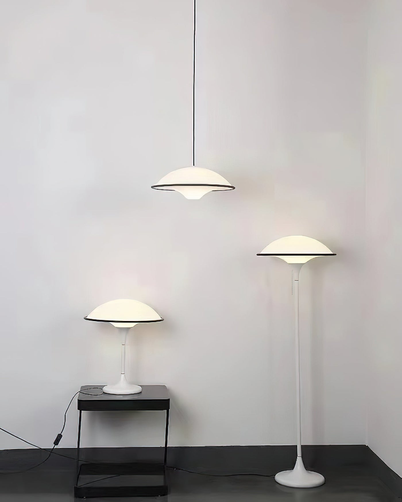 Sleek Mid-Century UFO-Inspired Hemispherical Table Lamp