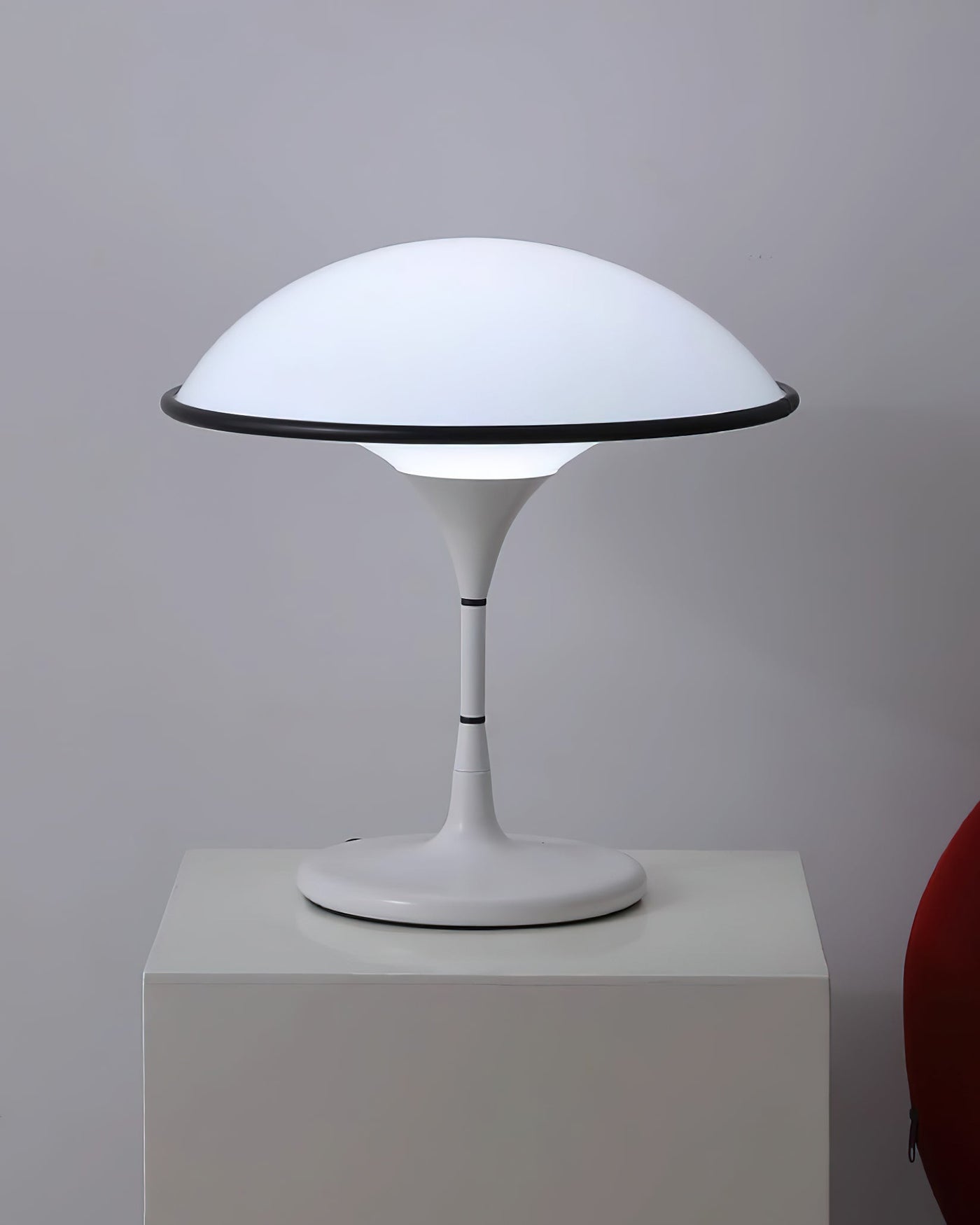 Sleek Mid-Century UFO-Inspired Hemispherical Table Lamp