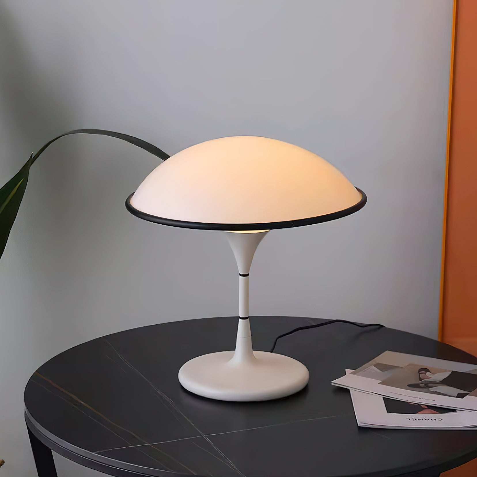 Sleek Mid-Century UFO-Inspired Hemispherical Table Lamp