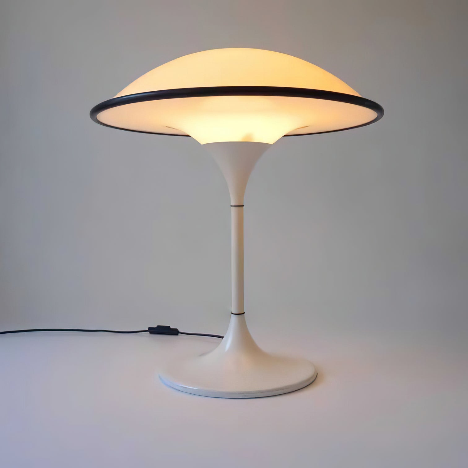 Sleek Mid-Century UFO-Inspired Hemispherical Table Lamp