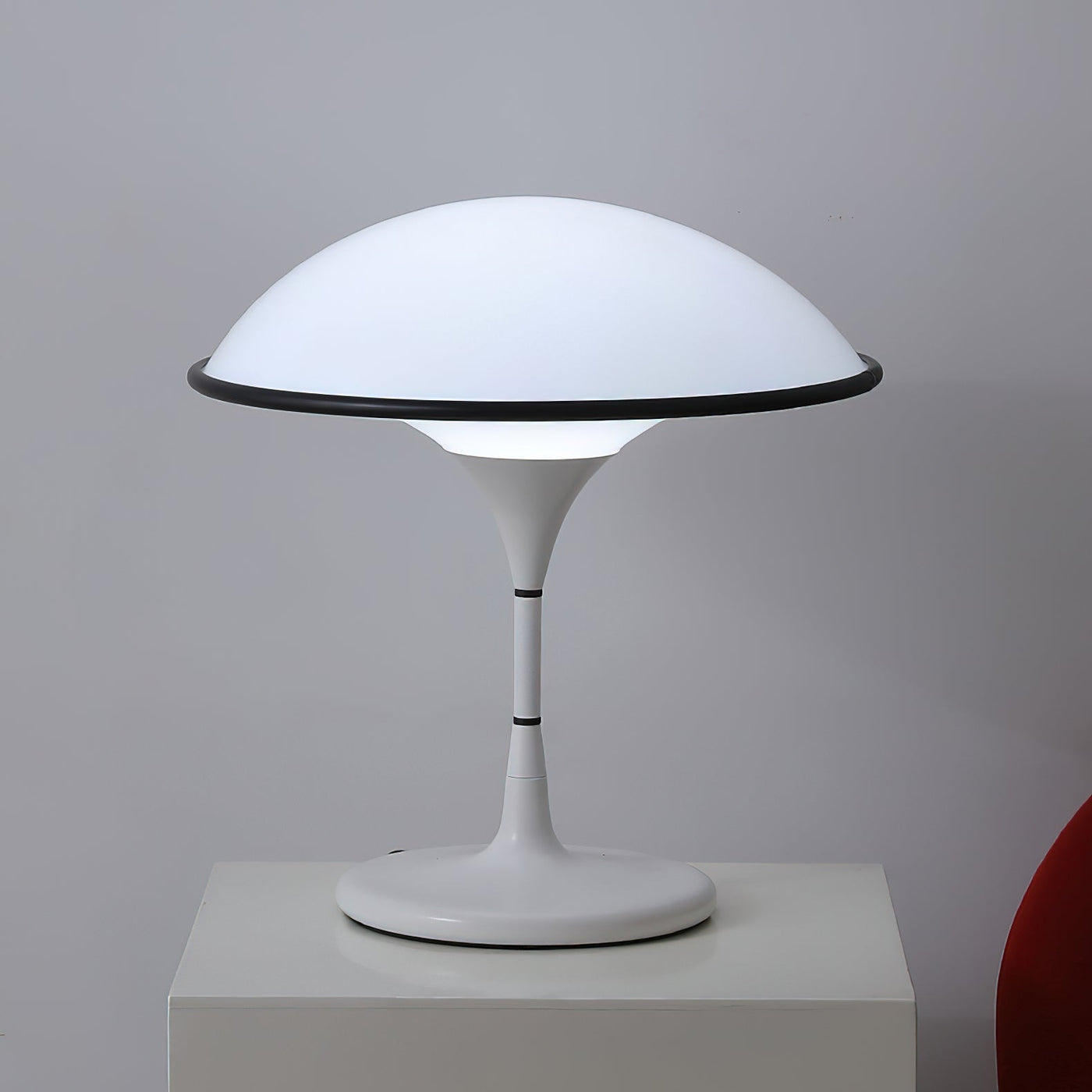 Sleek Mid-Century UFO-Inspired Hemispherical Table Lamp