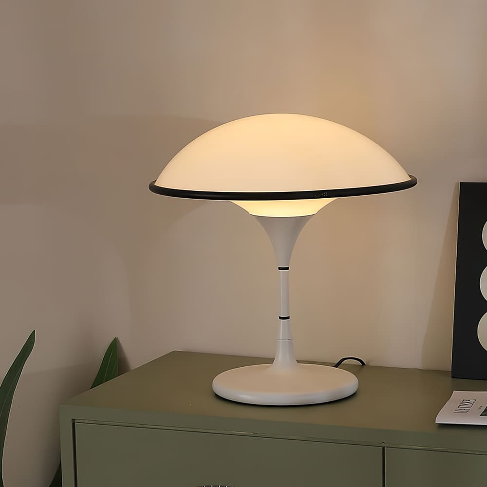 Sleek Mid-Century UFO-Inspired Hemispherical Table Lamp